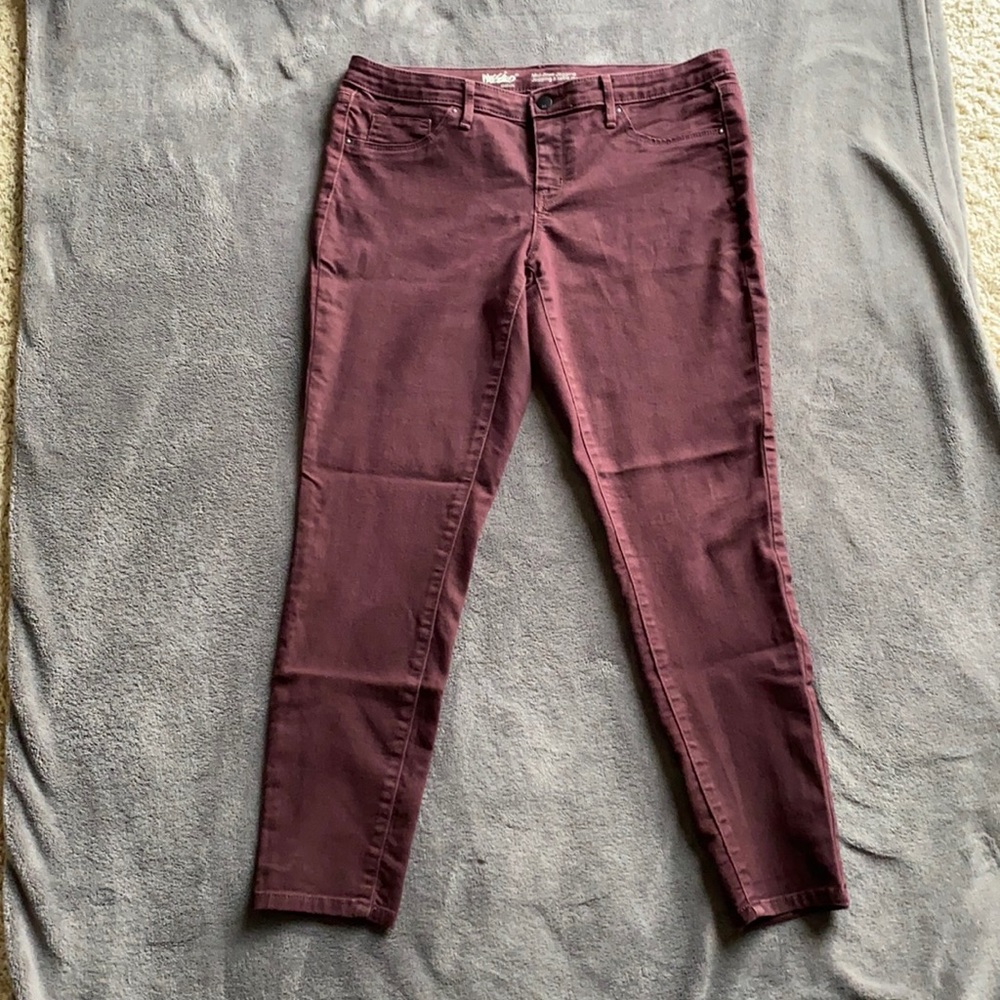 Burgundy Skinny Jeans - Size 12